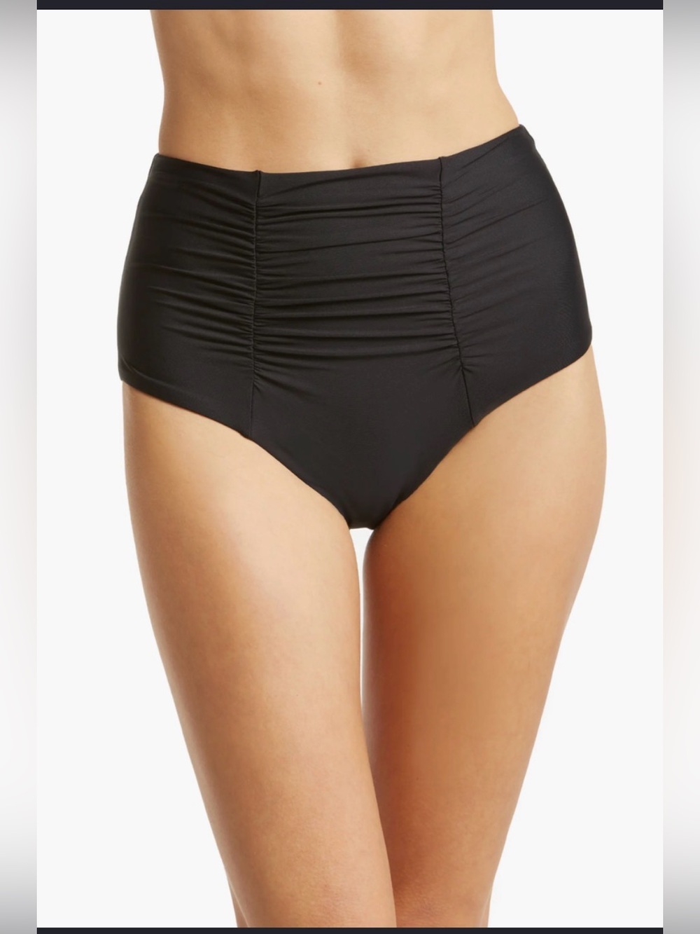 Becca High Waisted Bikini Bottom Ruched Tummy Control , size M